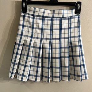 Princess Polly blue and cream pleated mini skirt, , size XS/S , like new,